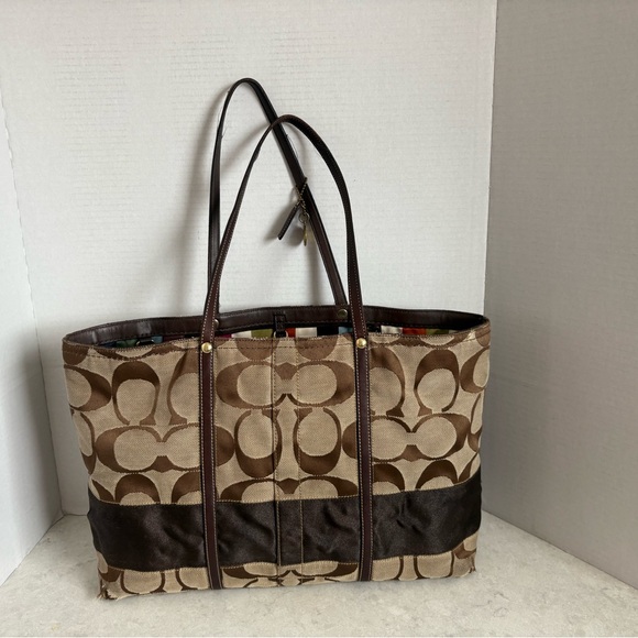 Coach Brown Patterned Tote Bag, vintage - Picture 3 of 12